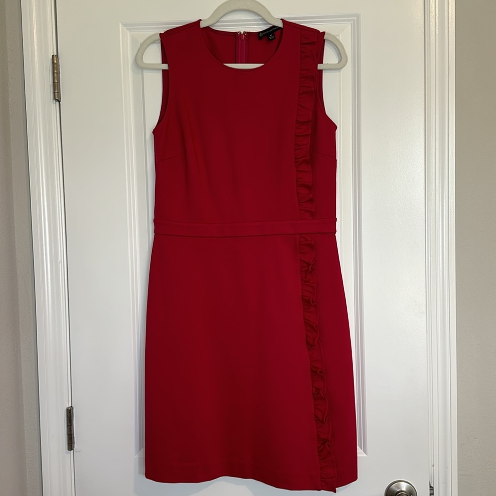 Brooks Brothers ponte knit A line ruffle dress size medium knee length